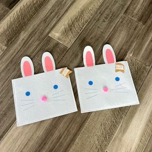 Set of 2 White Bunny Felt Pouch